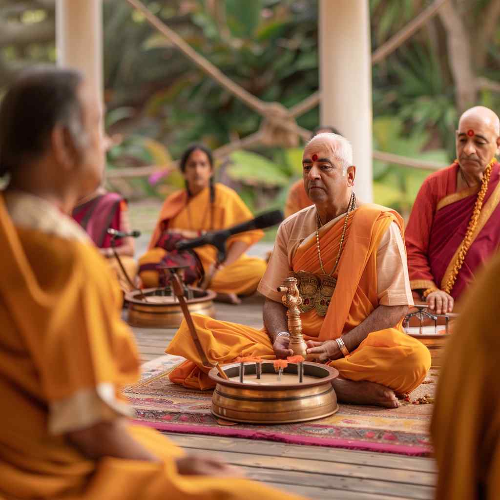 Illustration depicting scholars engaging in discussions at a symposium