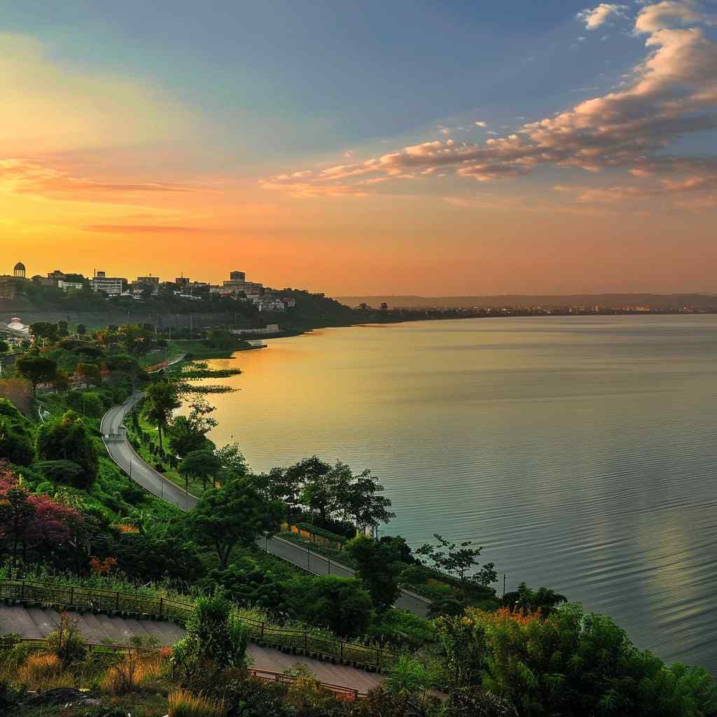 A serene lake surrounded by greenery in Bhopal