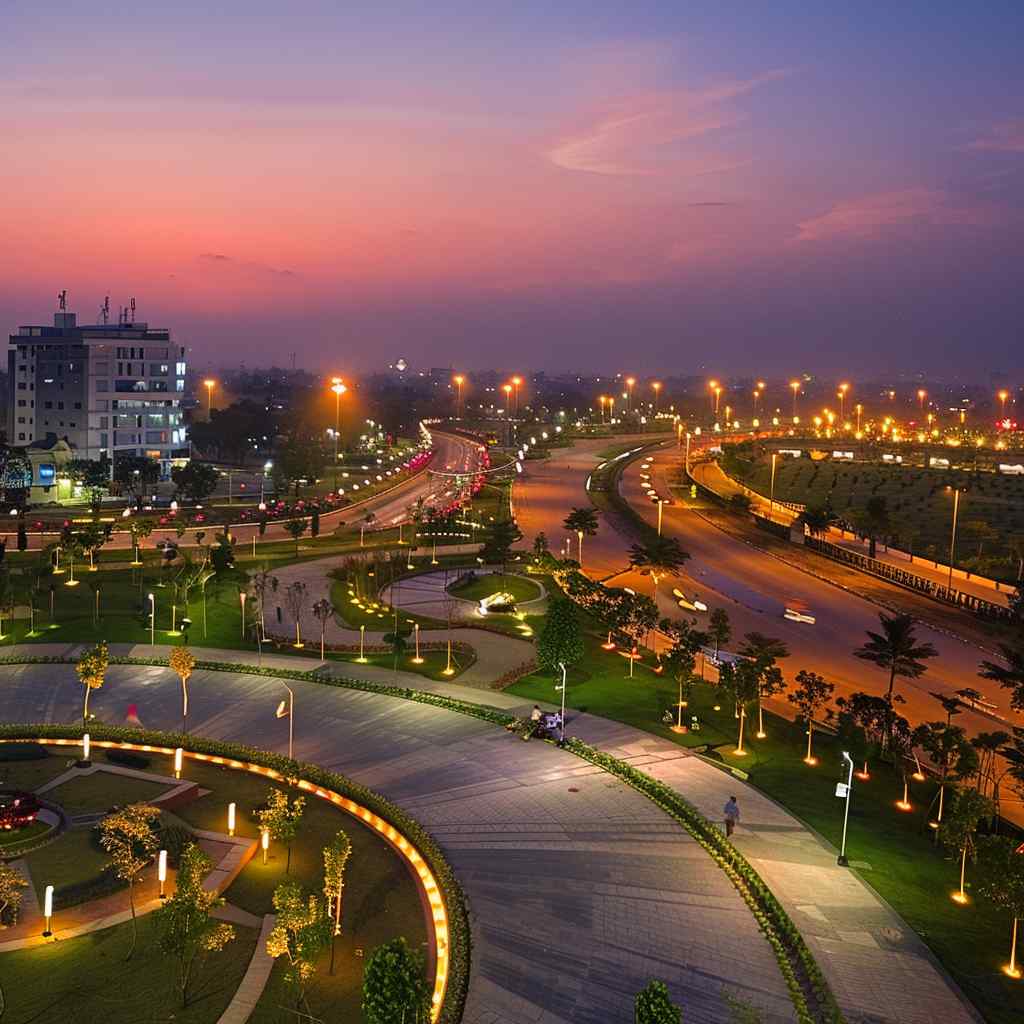 A scenic view of Raipur's green spaces and modern infrastructure.