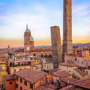 Bologna's historic towers and streets