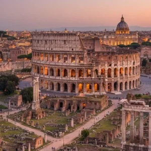 Colosseum in Rome at sunset