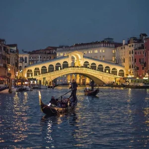 Grand Canal with gondolas in Venice