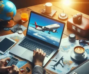 Travel agents using complete travel software for client management.